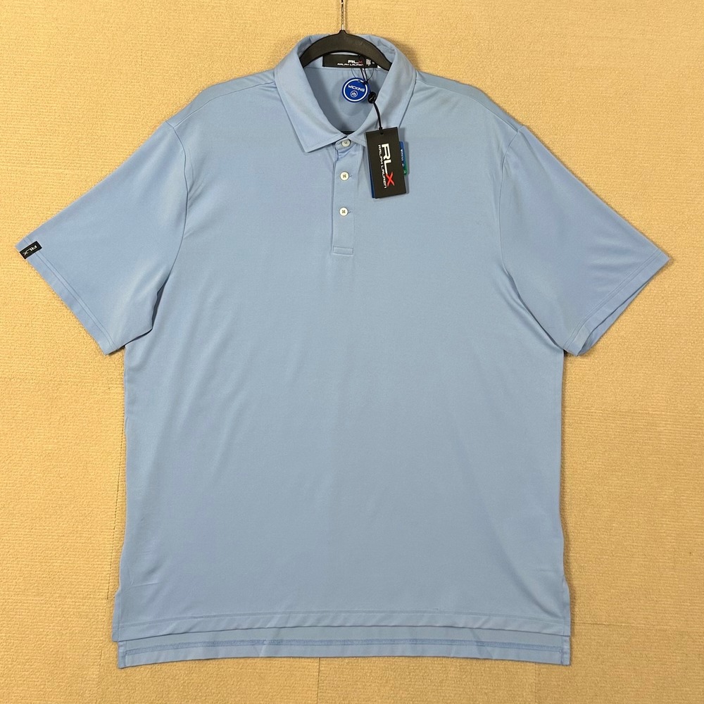 RLX Ralph Lauren Performance Polo Shirt NWT Mens XL Blue Short Sleeve Wicking